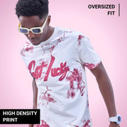 Auraa Get Lucky - High Density Printed Oversized Graphic T-Shirt (White)