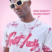 Auraa Get Lucky - High Density Printed Oversized Graphic T-Shirt (White)