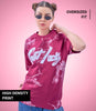 Auraa Get Lucky - High Density Printed Oversized Graphic T-Shirt (Pink)