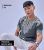 Auraa Woven Legacy - Ethnic Fusion Embroidered Notch Neck T-Shirt (Gray)