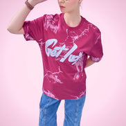 Auraa Get Lucky - High Density Printed Oversized Graphic T-Shirt (Pink)
