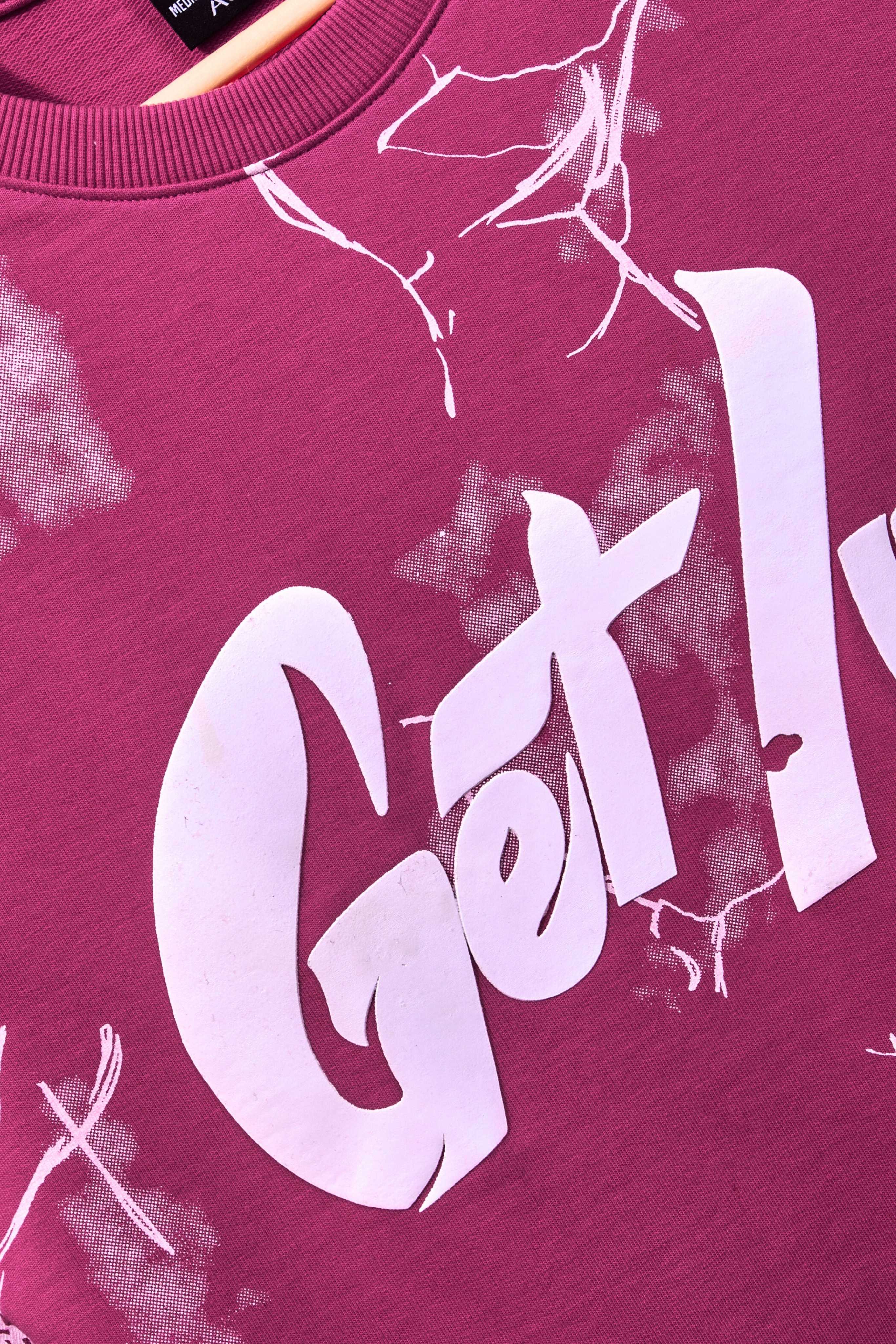 Auraa Get Lucky - High Density Printed Oversized Graphic T-Shirt (Pink)
