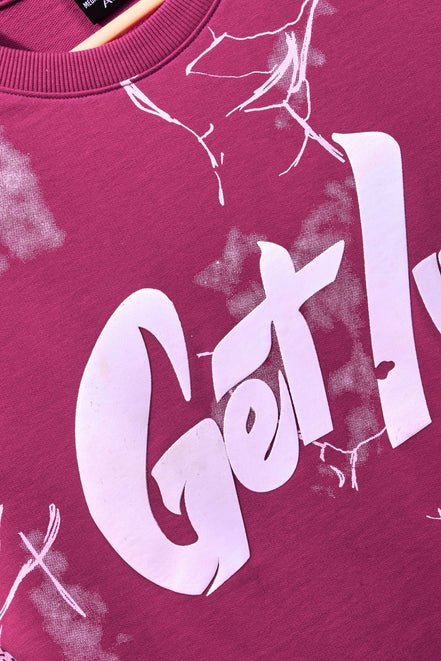 Auraa Get Lucky - High Density Printed Oversized Graphic T-Shirt (Pink)
