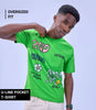 Auraa Crayon Archive - Doodle Art & U-Line Pocket Oversized Graphic T-Shirt (Green)