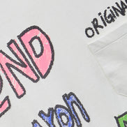 Auraa Crayon Archive - Doodle Art & U-Line Pocket Oversized Graphic T-Shirt (Off-White)