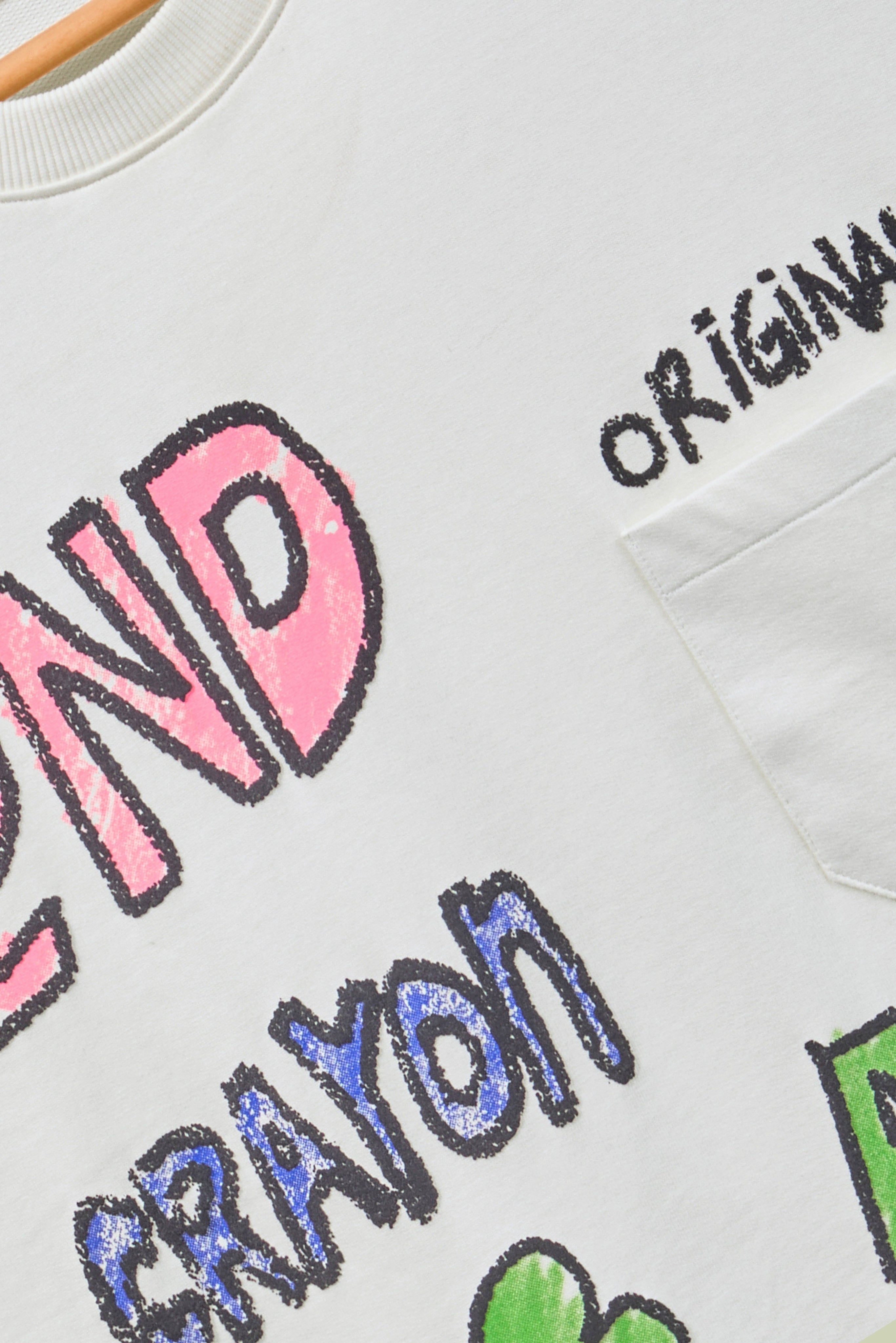 Auraa Crayon Archive - Doodle Art & U-Line Pocket Oversized Graphic T-Shirt (Off-White)