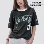 Auraa Replay - Oversized Embroidered T-Shirt (Green)