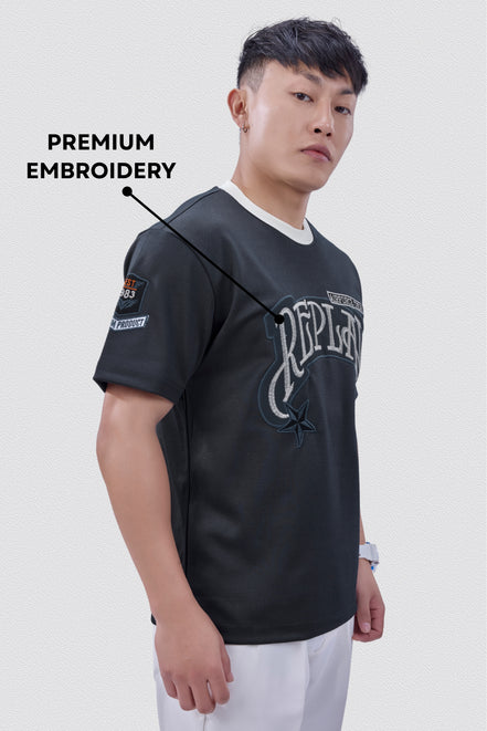 Auraa Replay - Oversized Embroidered T-Shirt (Gray)