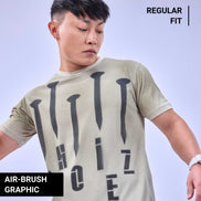 Auraa Ironclad - Spray Paint Nail Motif Graphic T-Shirt (Beige)