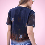 Auraa Stardust - Airbrush Gradient Graphic T-Shirt (Navy Blue)