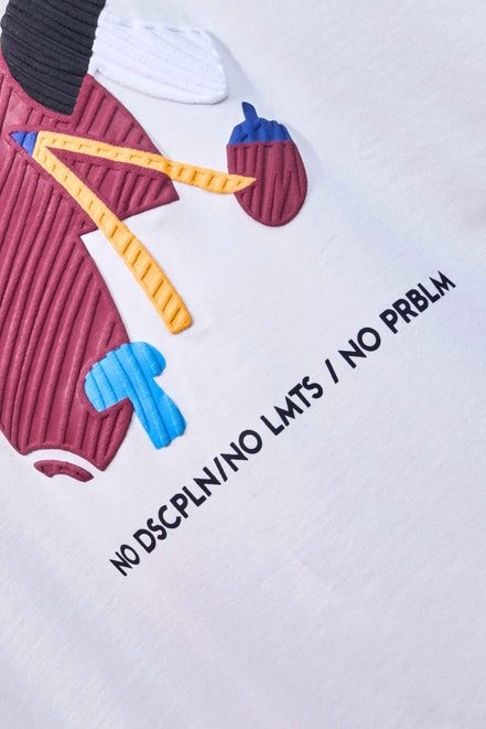 Auraa Limitless - 3D Textured Graphic Round Neck T-Shirt (Off-White)