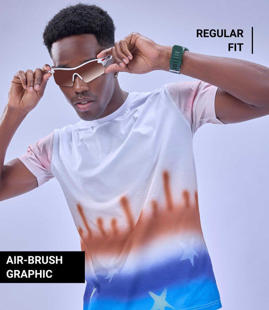 Auraa Stardust - Airbrush Gradient Graphic T-Shirt (White)