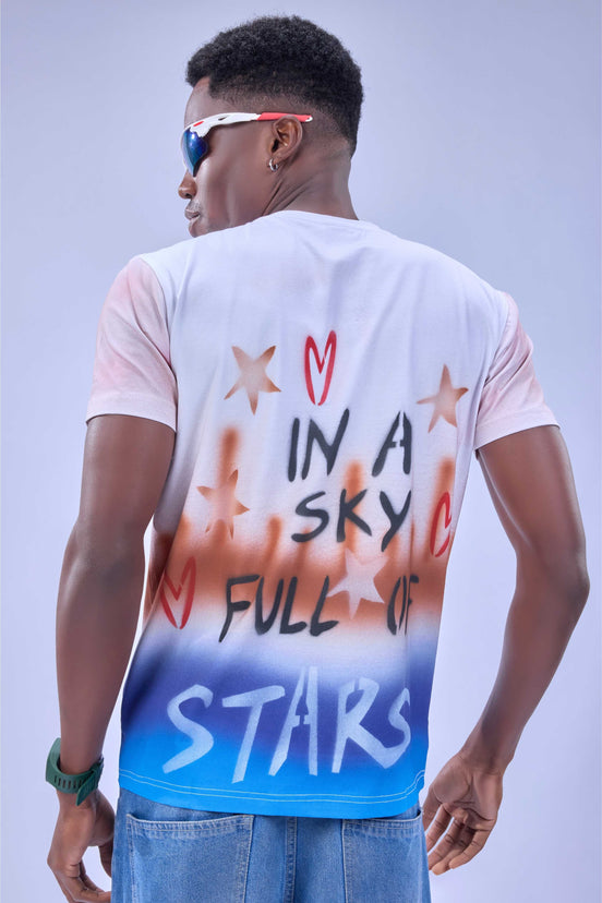 Auraa Stardust - Airbrush Gradient Graphic T-Shirt (White)
