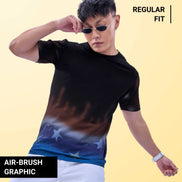 Auraa Stardust - Airbrush Gradient Graphic T-Shirt (Black)