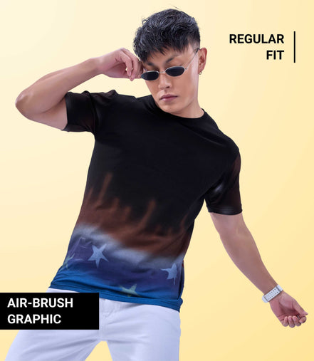 Auraa Stardust - Airbrush Gradient Graphic T-Shirt (Black)