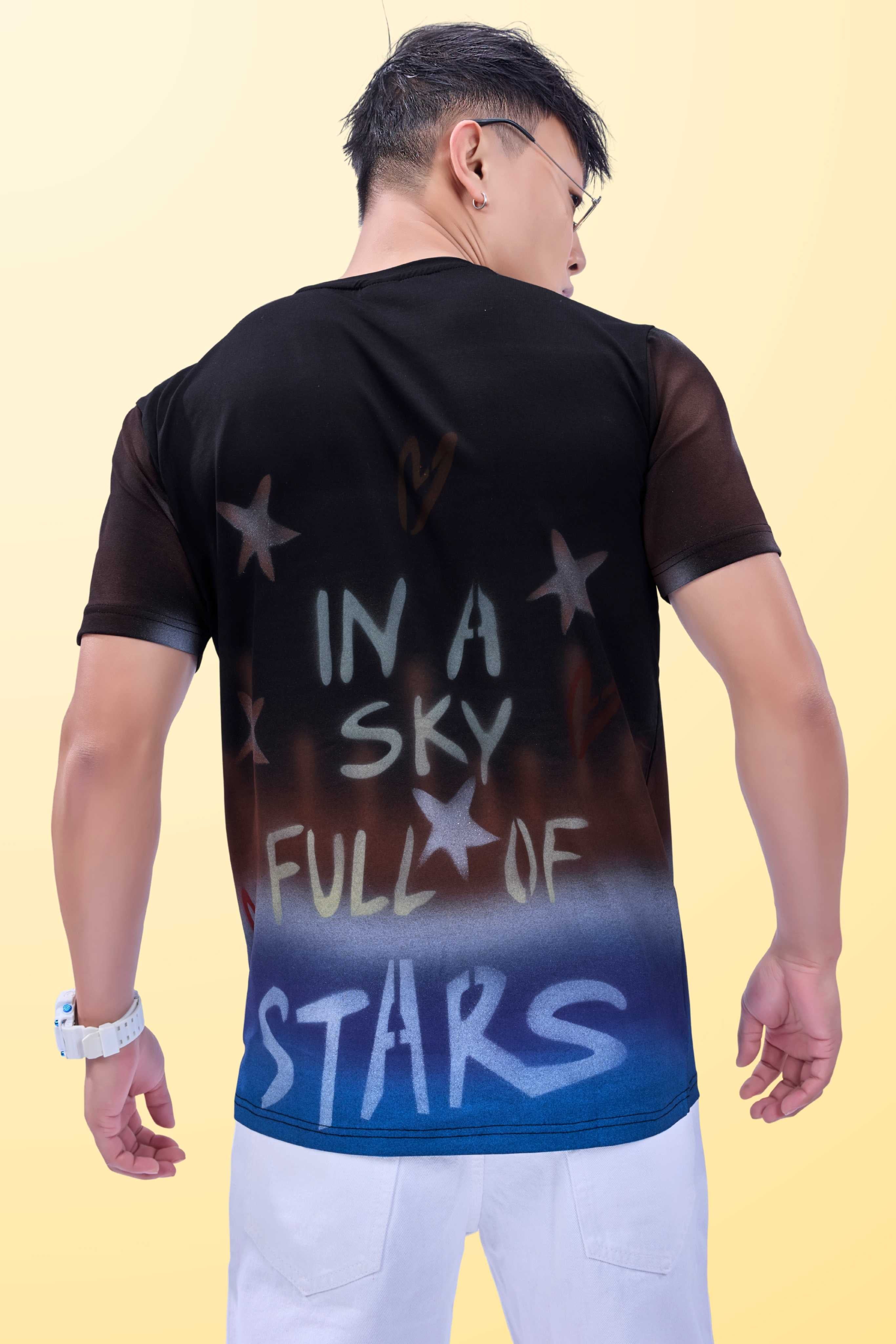 Auraa Stardust - Airbrush Gradient Graphic T-Shirt (Black)