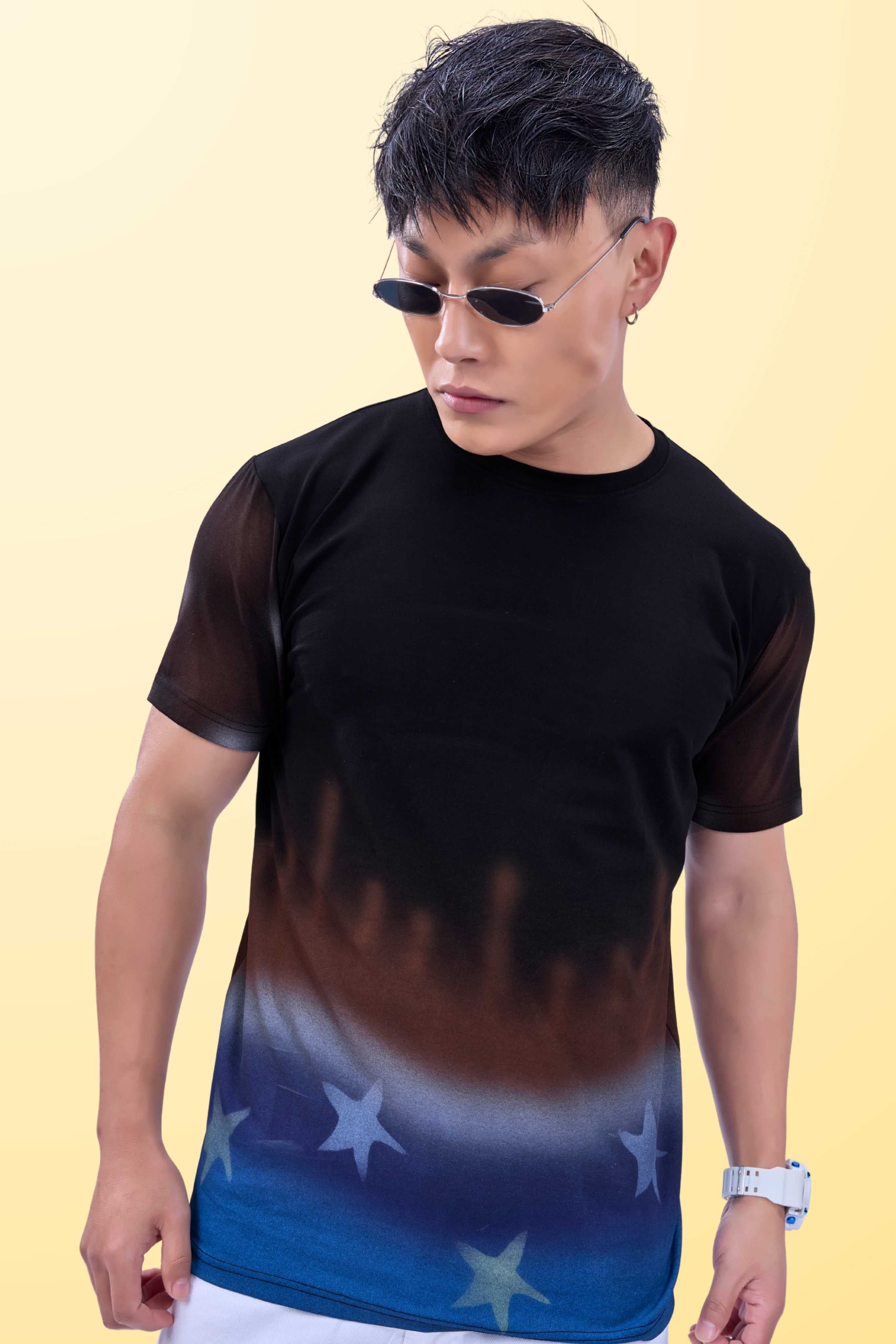 Auraa Stardust - Airbrush Gradient Graphic T-Shirt (Black)