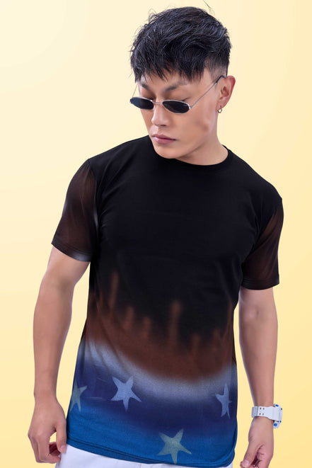 Auraa Stardust - Airbrush Gradient Graphic T-Shirt (Black)