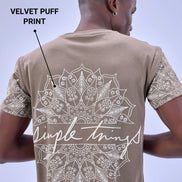 Auraa Simple Things - Velvet Puff Print Regular Fit Graphic T-Shirt (Beige)