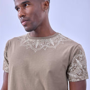 Auraa Simple Things - Velvet Puff Print Regular Fit Graphic T-Shirt (Beige)
