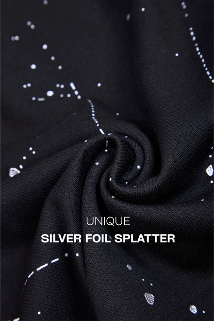 Auraa Flow Mind - 3D Silicone Print & Silver Splatter Oversized T-Shirt