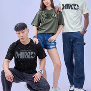 Auraa Flow Mind - 3D Silicone Print & Silver Splatter Oversized T-Shirt