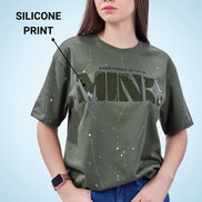 Auraa Flow Mind - 3D Silicone Print & Silver Splatter Oversized T-Shirt