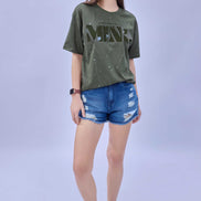 Auraa Flow Mind - 3D Silicone Print & Silver Splatter Oversized T-Shirt