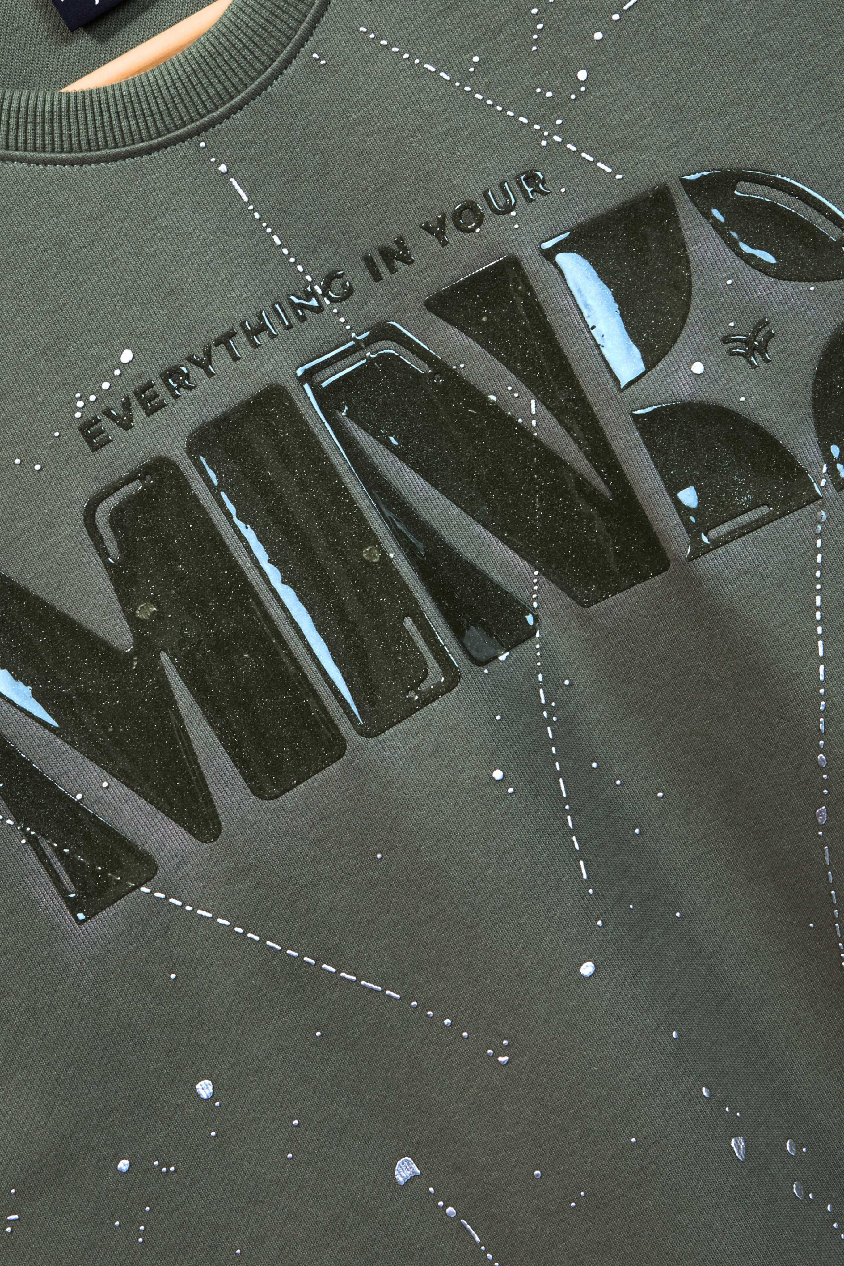 Auraa Flow Mind - 3D Silicone Print & Silver Splatter Oversized T-Shirt