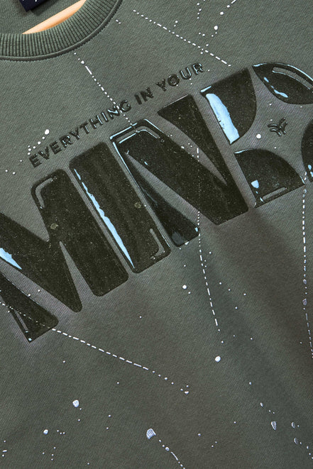 Auraa Flow Mind - 3D Silicone Print & Silver Splatter Oversized T-Shirt