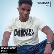 Auraa Flow Mind - 3D Silicone Print & Silver Splatter Oversized T-Shirt