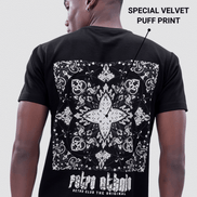 Auraa Retro Ethnic - Velvet Puff Print T-Shirt (Black)