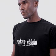 Auraa Retro Ethnic - Velvet Puff Print T-Shirt (Black)