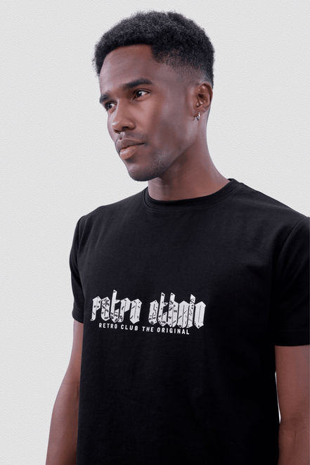Auraa Retro Ethnic - Velvet Puff Print T-Shirt (Black)