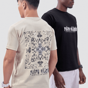 Auraa Retro Ethnic - Velvet Puff Print T-Shirt (Black)