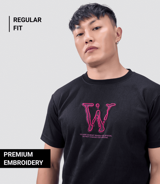 Auraa Liquid Drip - Embroidered T-Shirt (Black)