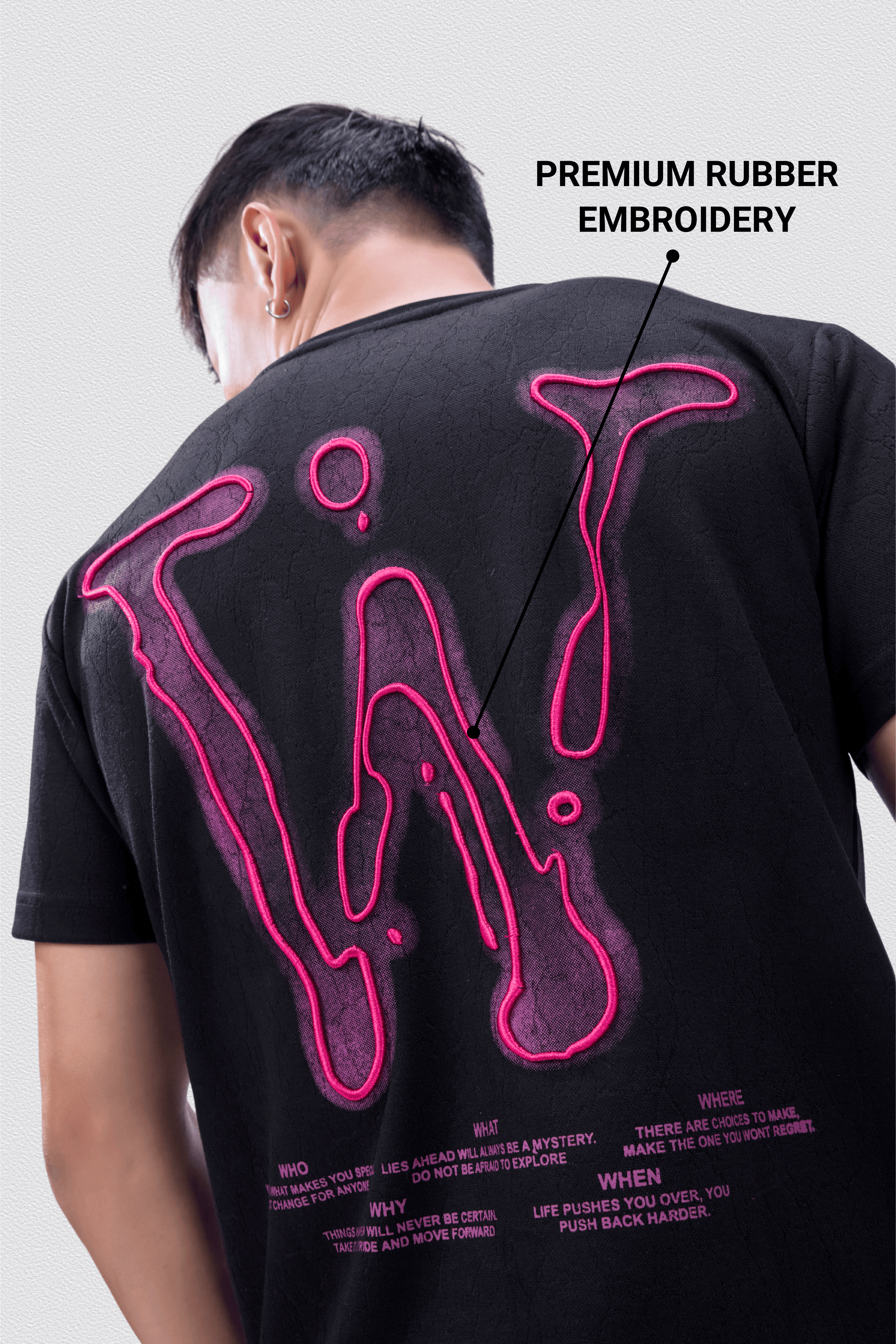 Auraa Liquid Drip - Embroidered T-Shirt (Black)