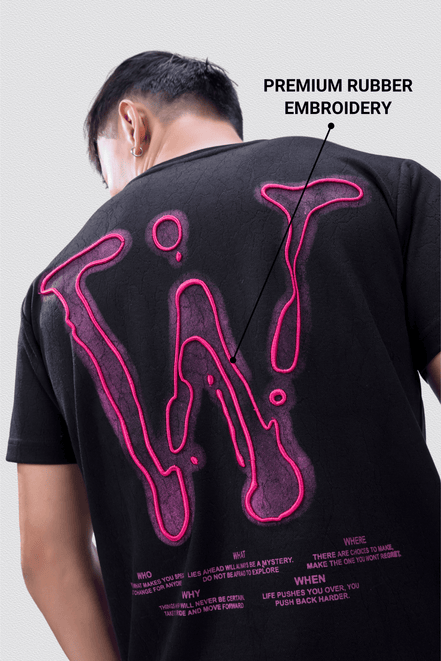 Auraa Liquid Drip - Embroidered T-Shirt (Black)