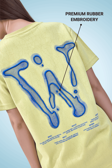 Auraa Liquid Drip - Embroidered T-Shirt (Lime)