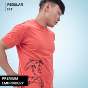 Auraa Untamed Mustang - Embroidered T-Shirt (Orange)