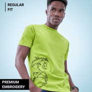 Auraa Untamed Mustang - Embroidered T-Shirt (Green)