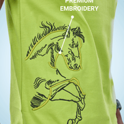 Auraa Untamed Mustang - Embroidered T-Shirt (Green)