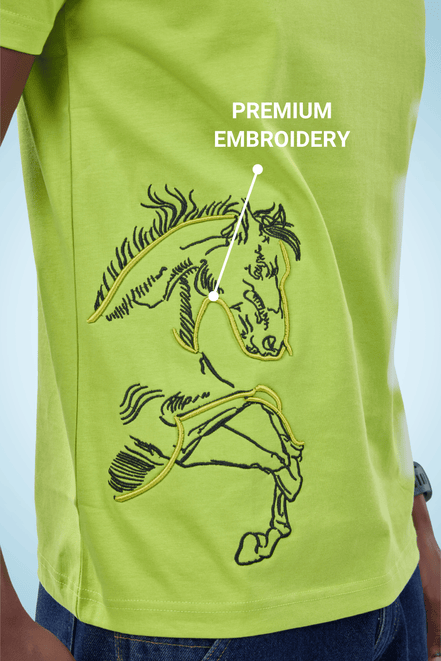 Auraa Untamed Mustang - Embroidered T-Shirt (Green)