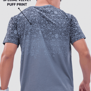 Auraa Imperial Bloom - Floral Puff Print Regular Fit T-Shirt (Grey)