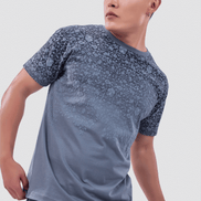 Auraa Imperial Bloom - Floral Puff Print Regular Fit T-Shirt (Grey)