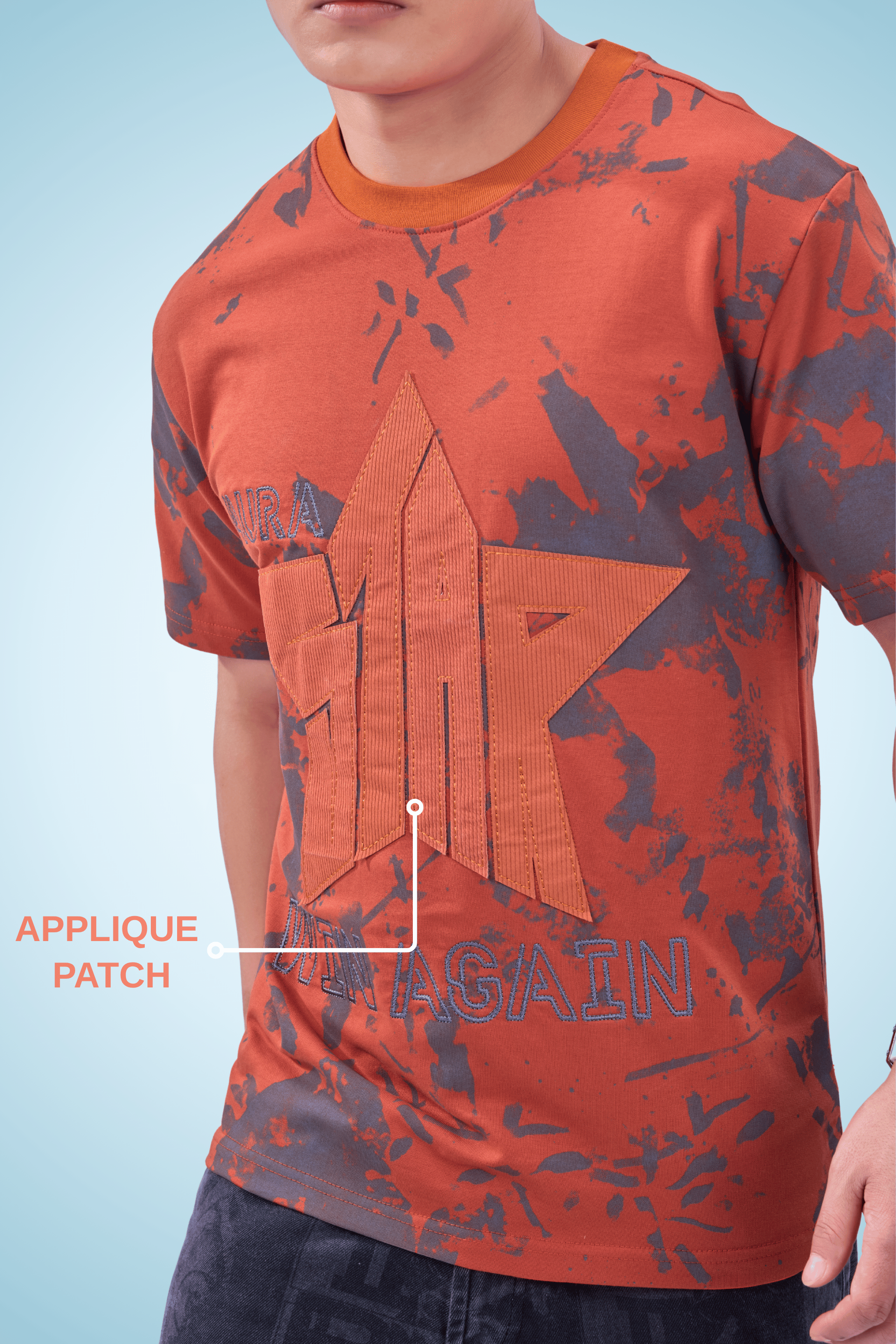 Auraa Apex Star - Oversized Graphic T-Shirt (Orange)
