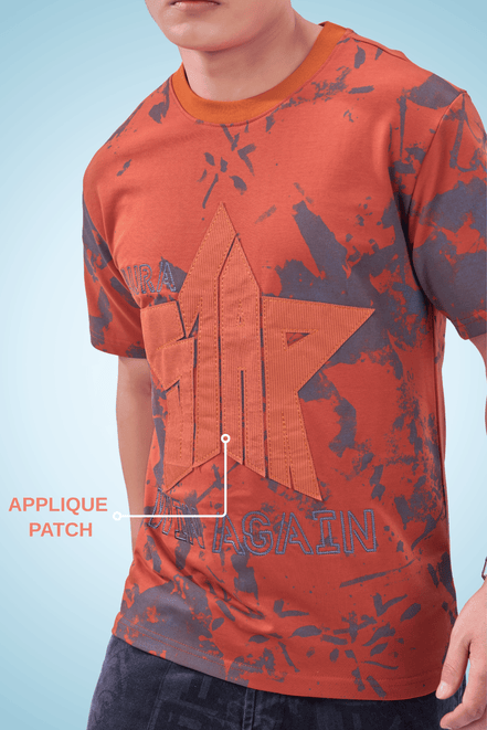 Auraa Apex Star - Oversized Graphic T-Shirt (Orange)
