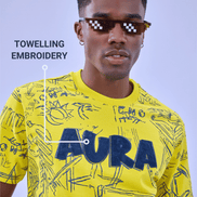 Auraa Scribble Sketch - Oversized Graphic T-Shirt (Yellow)