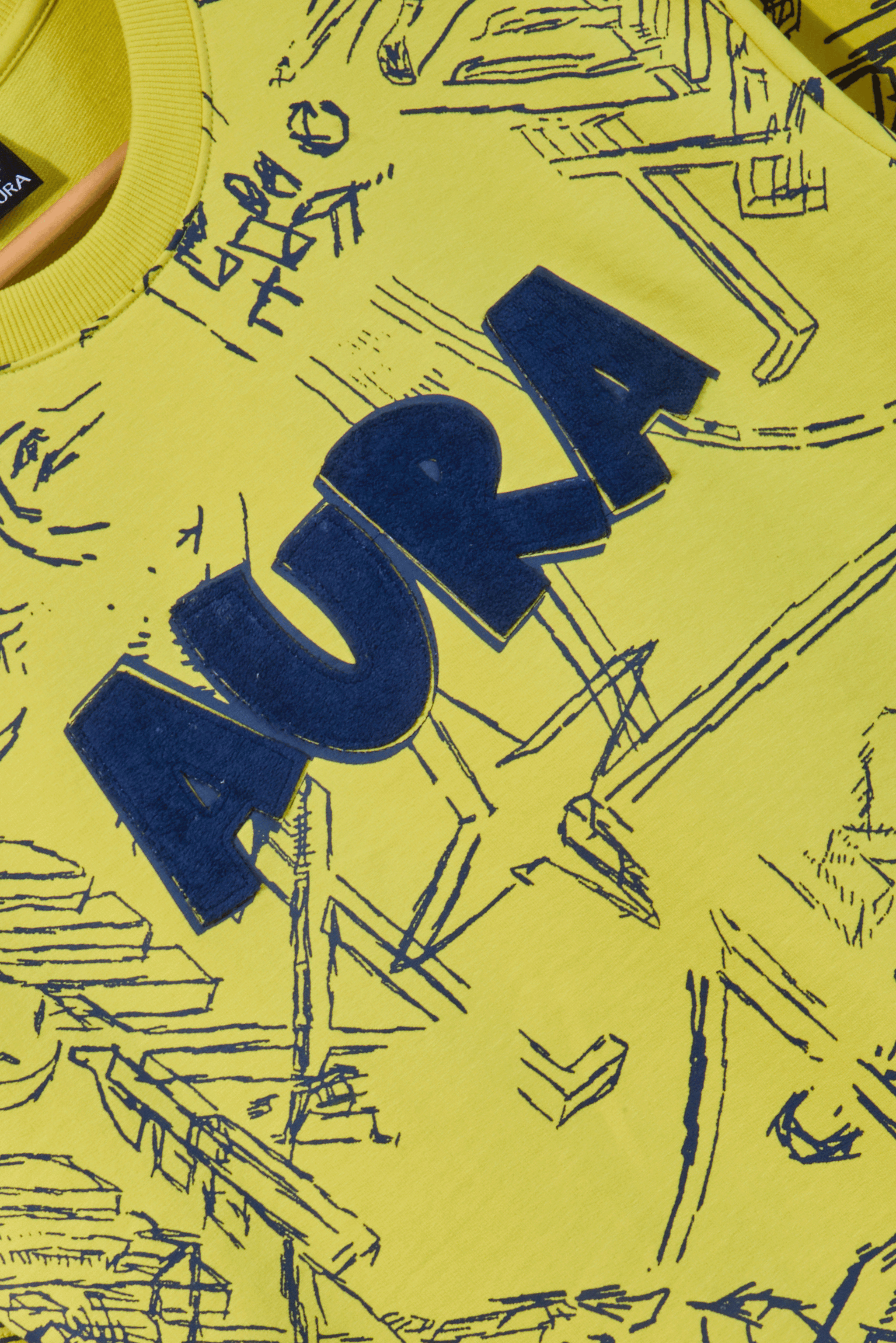 Auraa Scribble Sketch - Oversized Graphic T-Shirt (Yellow)