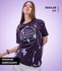 Auraa Floral Harmony - Embroidered T-Shirt (Purple)